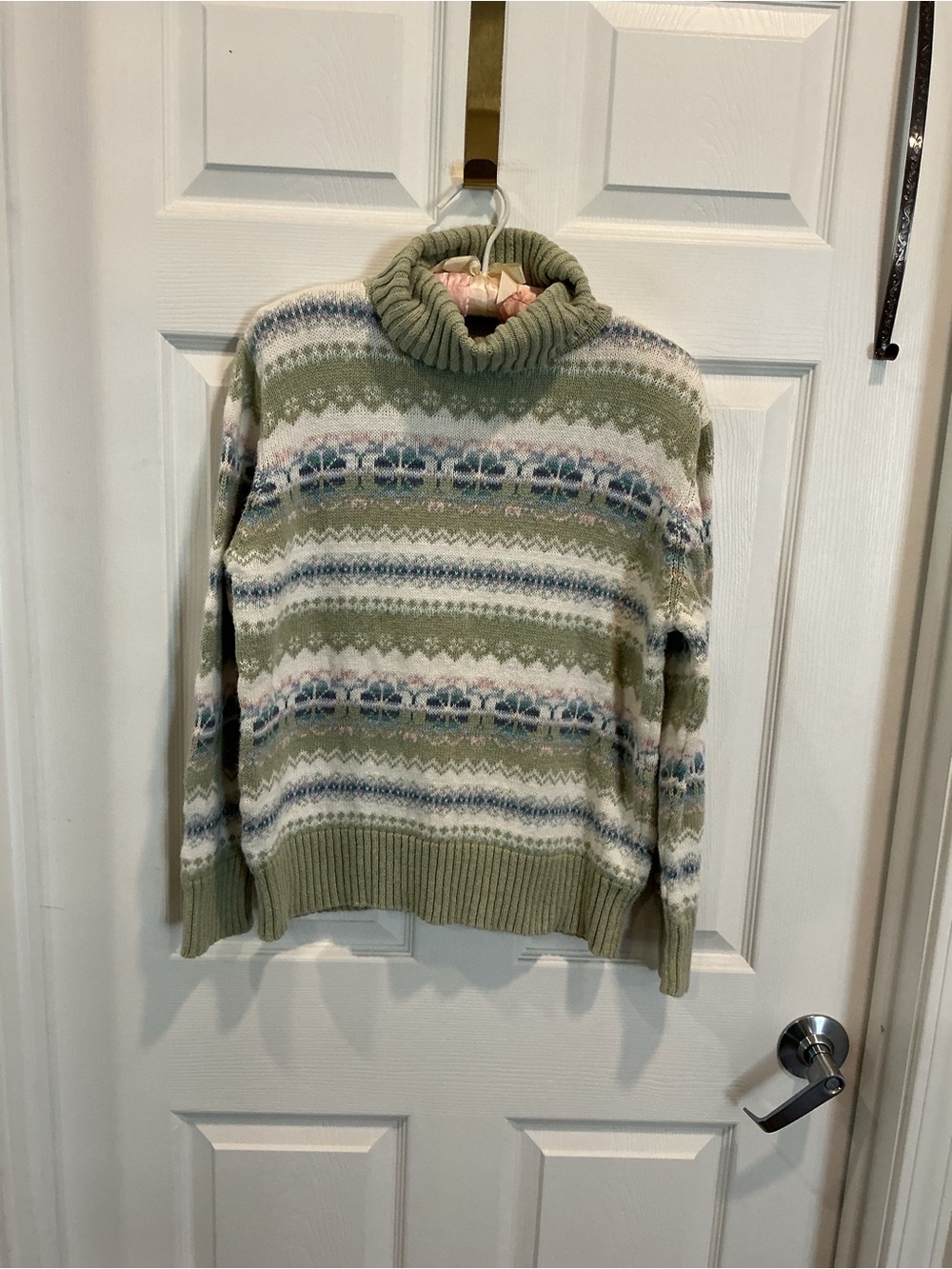Fashion Bug Sage Green Fair Isle Turtleneck Sweater